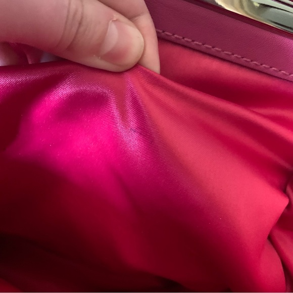 Coach J0969-F13533 Purse Signature Stripe Kisslock Khaki/Pink Jacquard Fabric - Picture 12 of 16